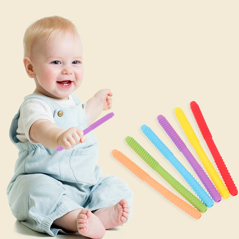 어린이 씹는 튜브 언어 치료 치아 마사지기 속이 빈 어금니 빨대 아기 치발기 손잡이 구강 근육 훈련 치아발육 장난감