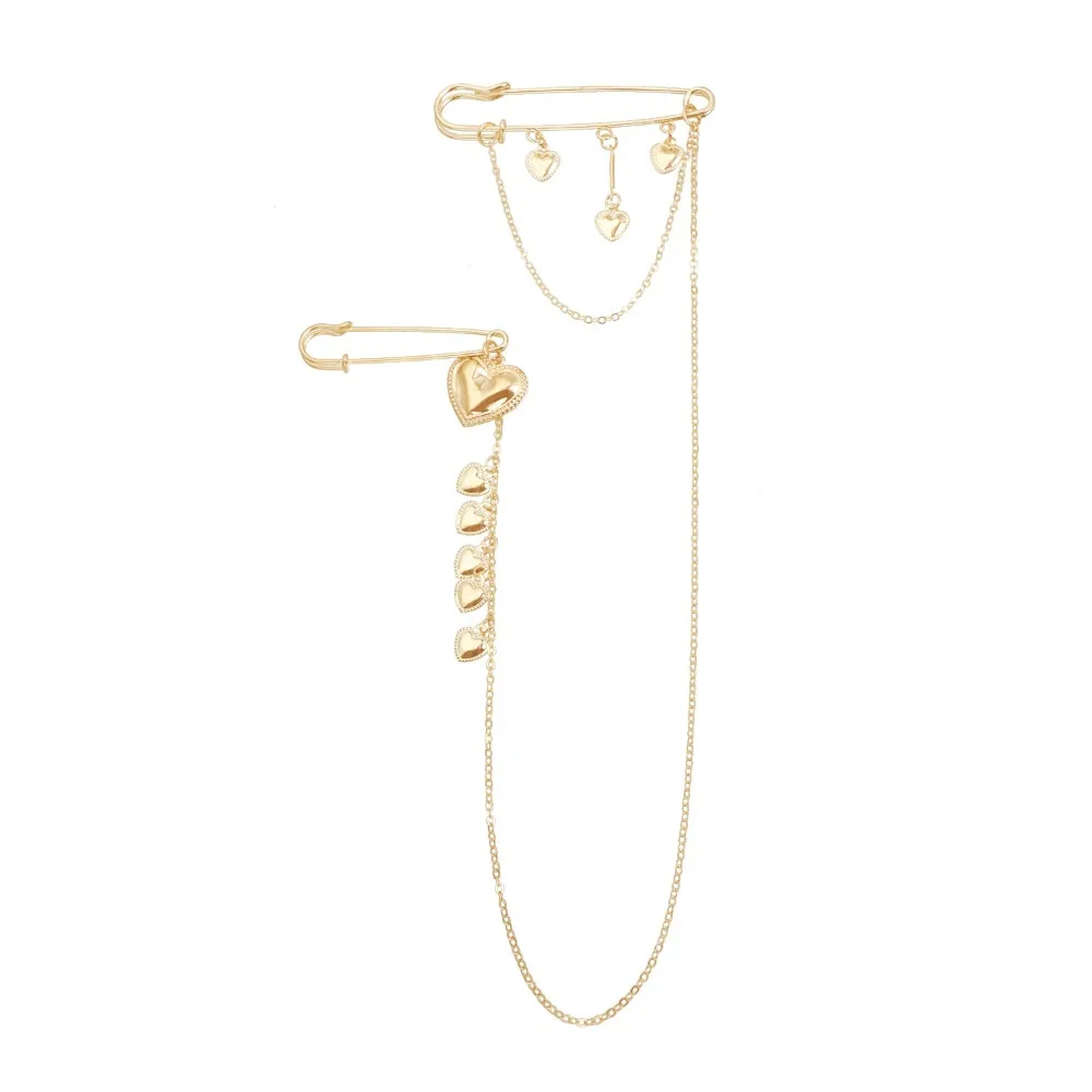 Neue Modische Metall-Herz-Quasten-Brosche Dekorative Anzug-Reversnadeln für Damen Multifunktionales Modeschmuck-Accessoire – Detail 4