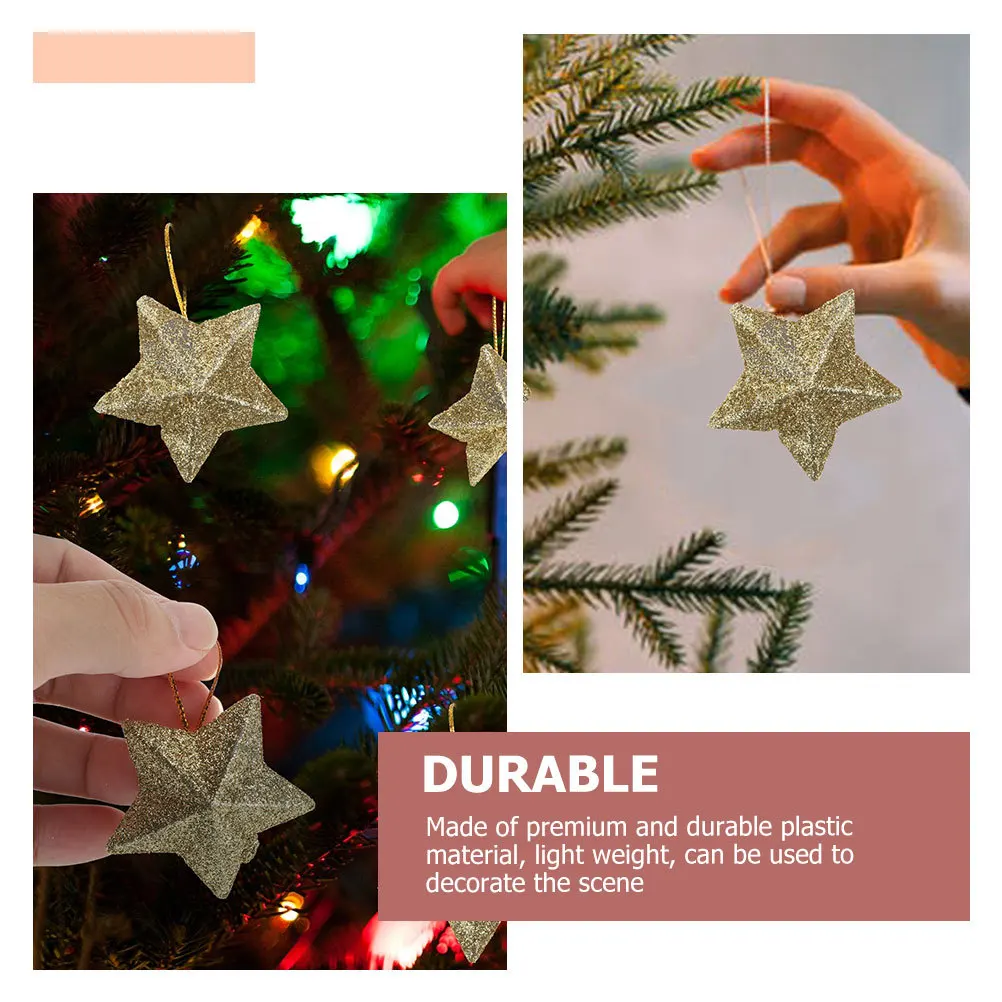 

30Pcs Christmas Star Pendants Glitter 3D Hanging Ornaments Xmas Tree Decorations Xmas Party Decor Party Wreaths Decor