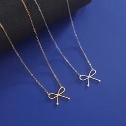 HIPEE Sweet Bowknot Pendant Necklace for Women Hollow Bow Tie Stainless Steel Clavicle Chain Choker For Women Girl Party Jewelry