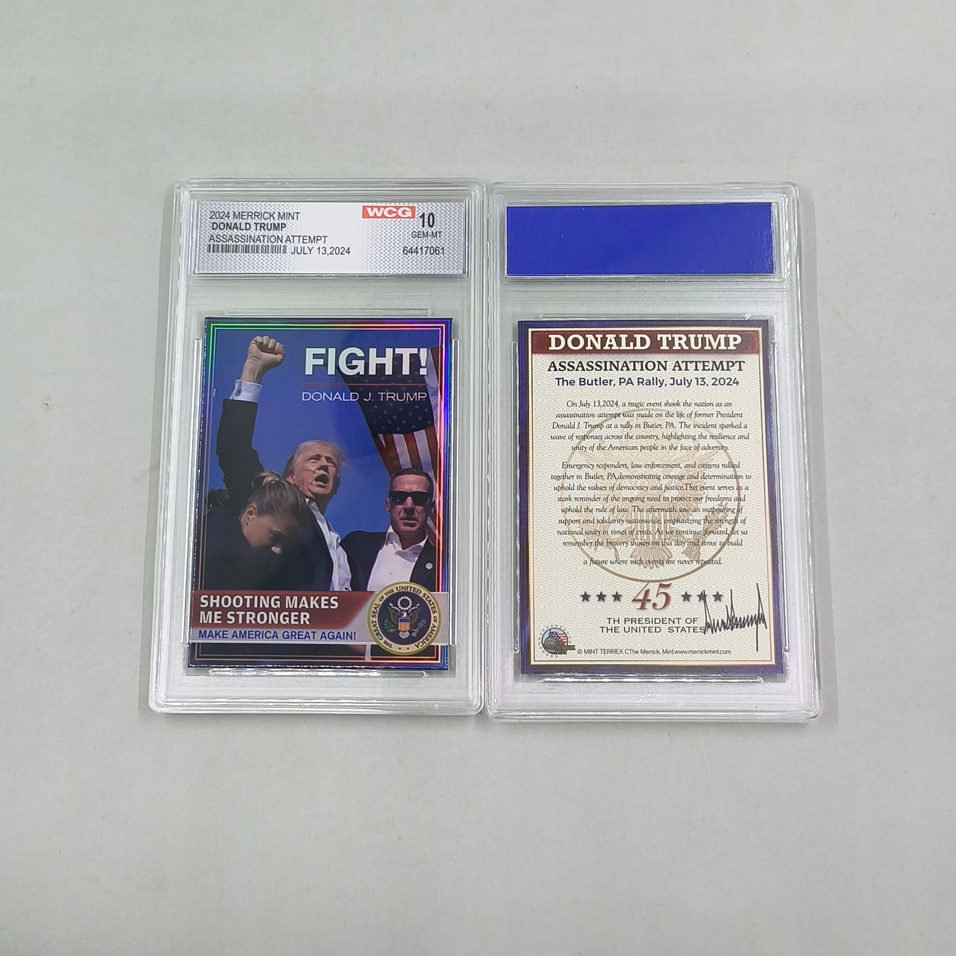 10pcs Trump 2024 shooting Custom trading card Exquisite card fight make america great again Never surrender