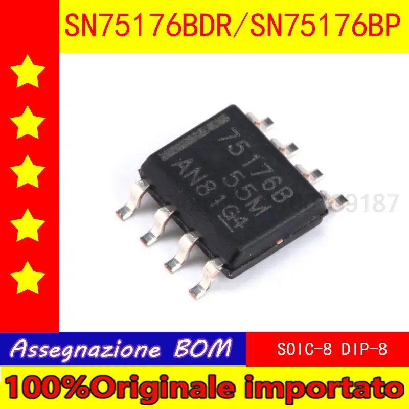 10pcs/lot Home furnishings patch SN75176BDR upright SN75176BP differential bus transceiver