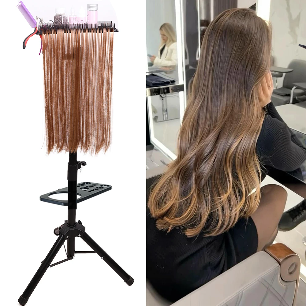 Multifunction Hair Tray With Tripod Wig Stand Tripod Mannequin Head Stand Hair Extension Hanger Braiding Hair Rack Easy To Use