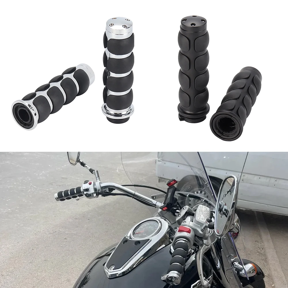 

25mm/22mm Motorcycle Handle Bar End Hand Grips Black For Harley Cruiser Chopper Custom Suzuki Road Glide Universal