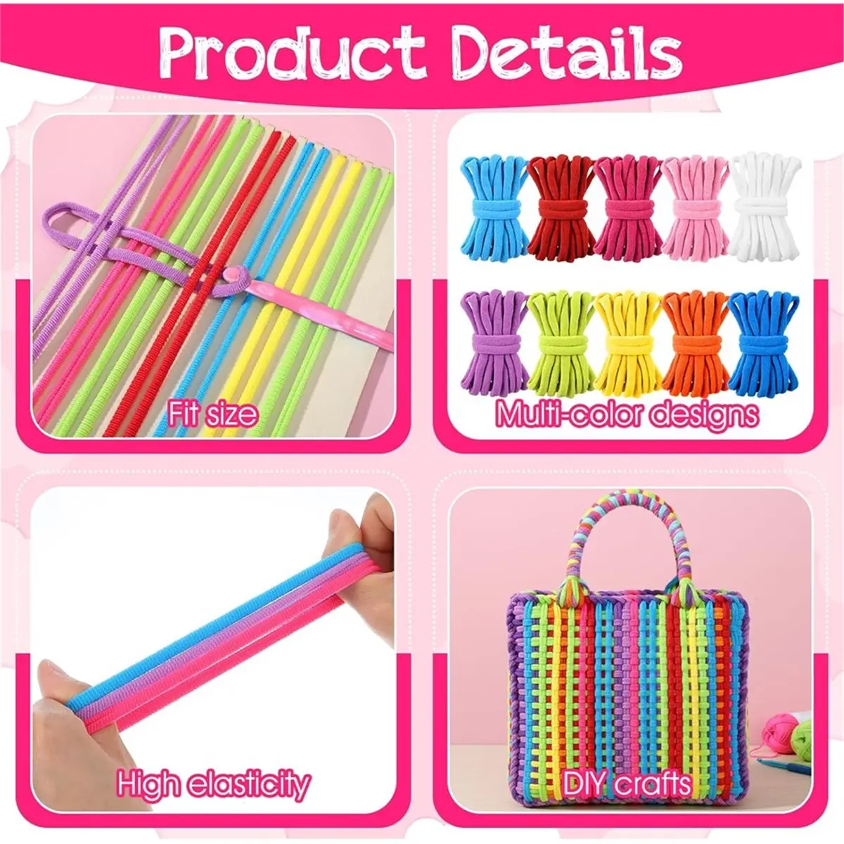 2026 Trend 1000 PCS Refill Loops for 7-Inch Weaving with Crochet Hook, 10 Color Loops for Potholder Making, Nylon Craft Bands
