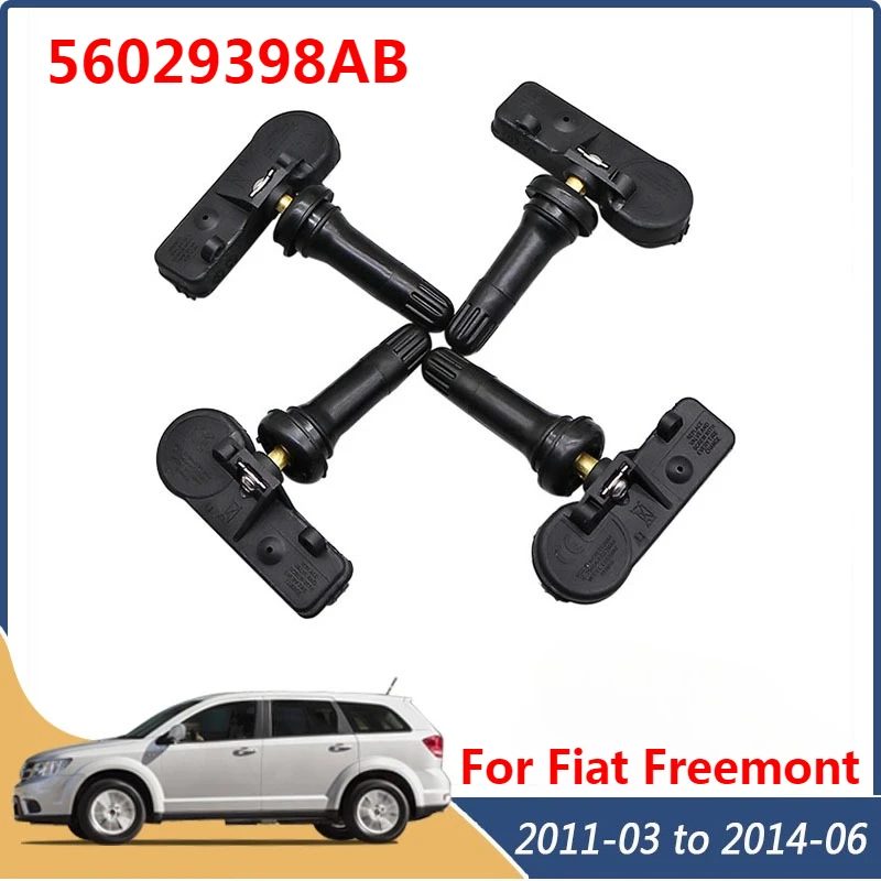 Para 2011 2012 2013 2014 Fiat Freemont 500L 56029398AB 4PCS Sistema de Monitor de Pressão dos Pneus Sensor TPMS 433MHZ 56029398AA
