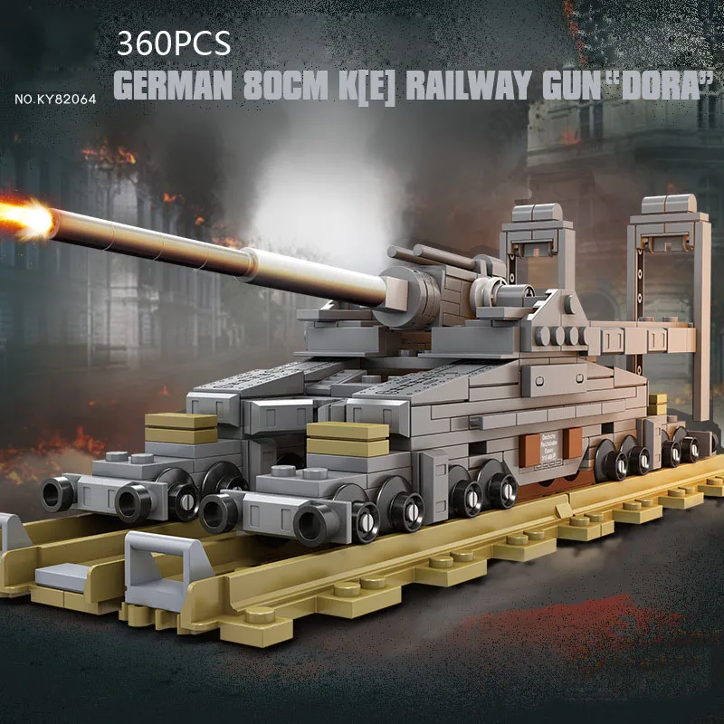 WW2 Brick Germany Military Vehicle Batisbrick 80cm KE Railway Gun Dora Building Block World War Construction Toy Collection