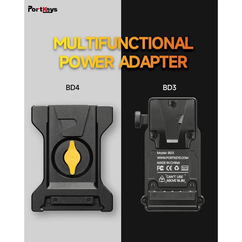 Portkeys BD4 Módulo de bateria manequim NP-F de dupla face, para monitores de vídeo de campo de câmera de sistema de transmissão de vídeo sem fio