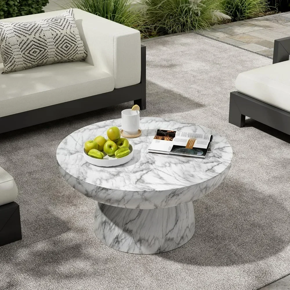 

Modern Concrete Coffee Table LightweightSuitable for Indoor and Outdoor Use Round Top Accent Tab