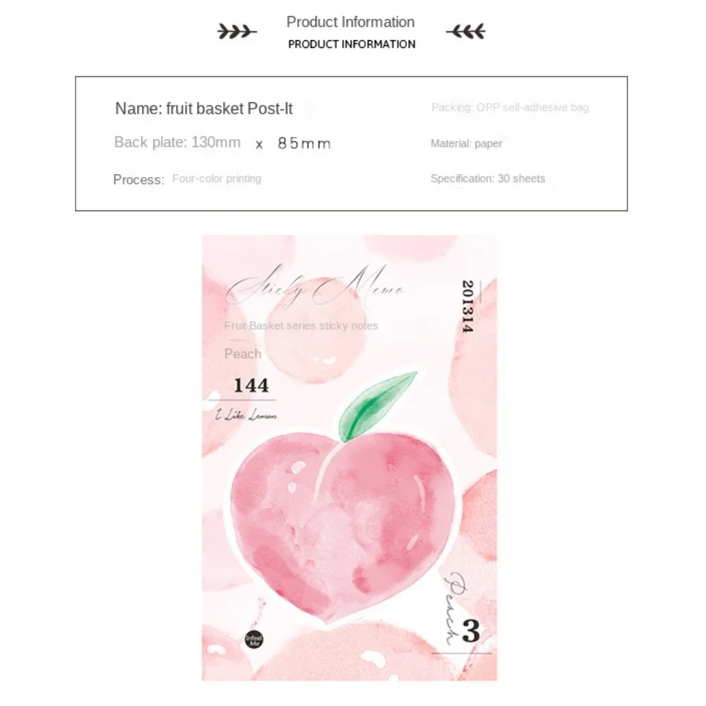 Special-shaped Cute Fruit Sticky Note Memo Pad Stationery Fruit Sticker Bookmark Sticker Self Adhesive Creative Notepad
