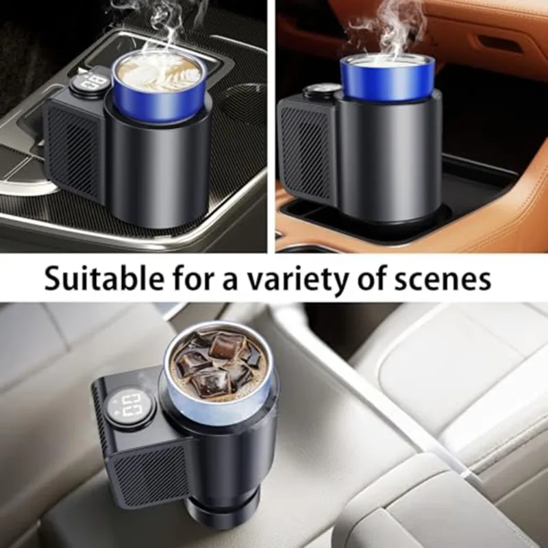 12V Car Heating Cooling Cup Car Heated Mug,Smart Portable Electric Heated And Cooled Coffee Cup For Water Milk Coffee