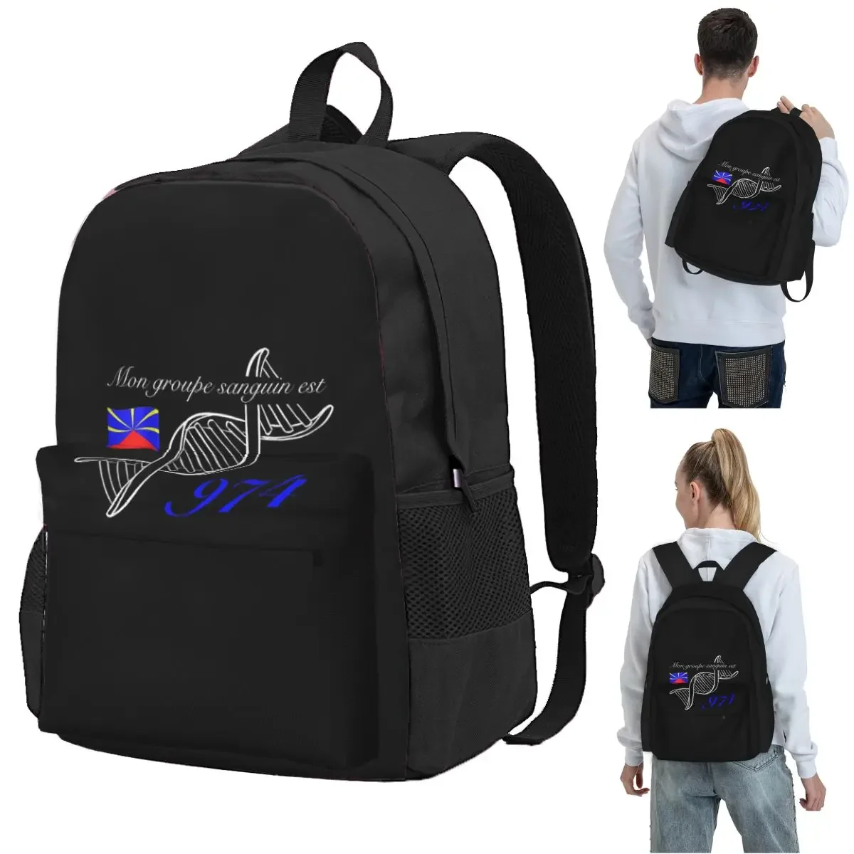 974 Reunion Island Flag Backpack Student BookBag Children School Bag Computer Shoulder Bags for Boys Girls
