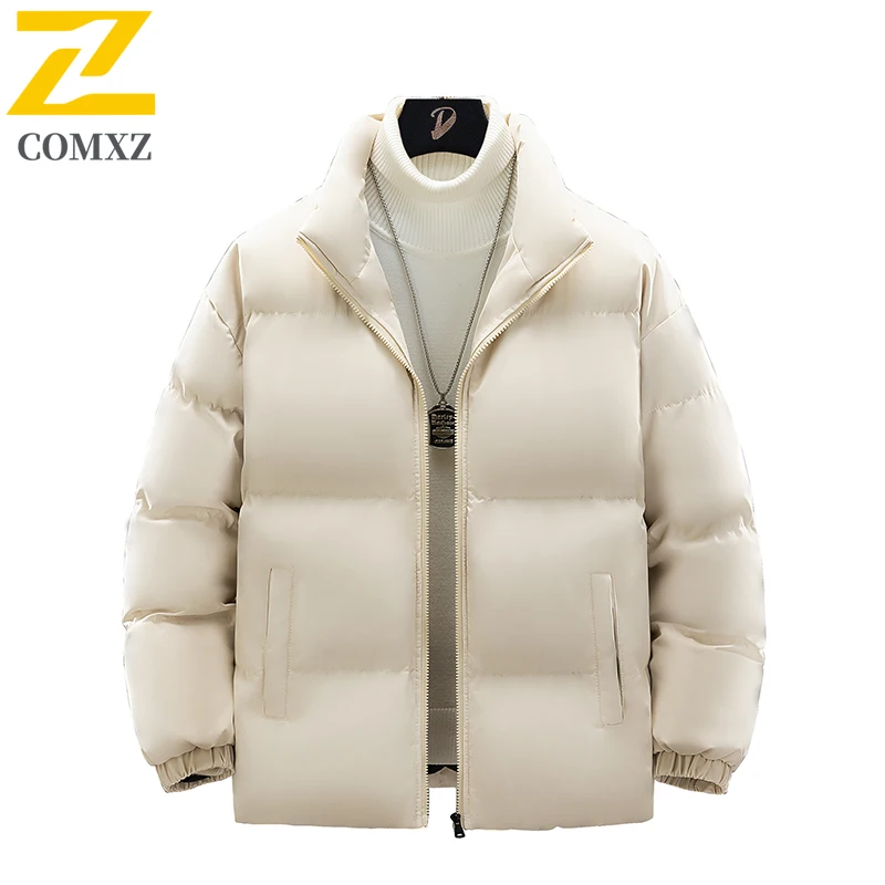 

Thickened Parka Men's Winter Fashion Stand Collar Loose Cuff Side Pocket Coat Outdoors Camping Travel Cold Proof Cotton Jacket