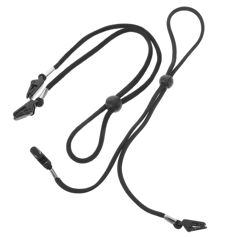

2pcs Hat Wind Cord Adjustable Baseball Cap Sunhat Black Polyester Anti Lost Clip Travel Fishing Windproof Retainer Strap