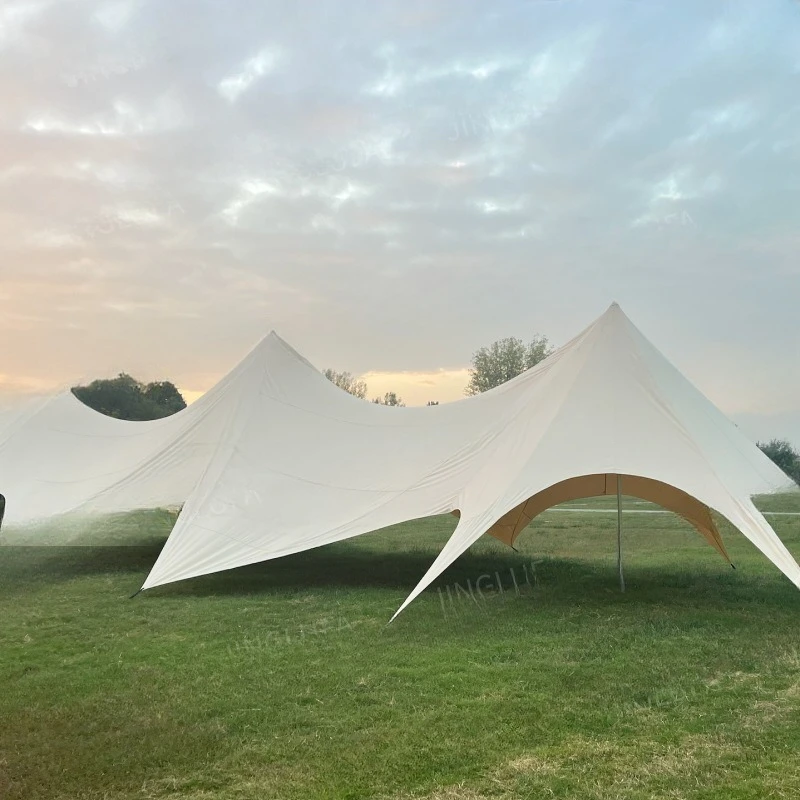 Tenda de dossel acampamento ao ar livre acampamento único pico duplo fábrica gazebo lótus hexagonal sombra borboleta