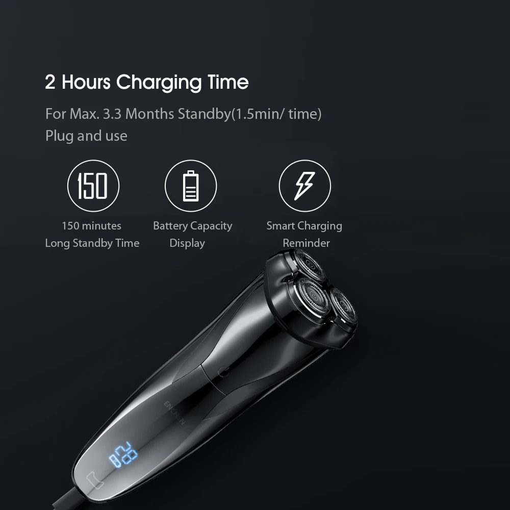 Youpin ENCHEN Blackstone 3 ماكينة حلاقة كهربائية الحلاقة للرجال IPX7 مقاوم للماء الرطب والجاف الاستخدام المزدوج شاشة الكريستال السائل الوجه اللحية الحلاقة الحلاقة
