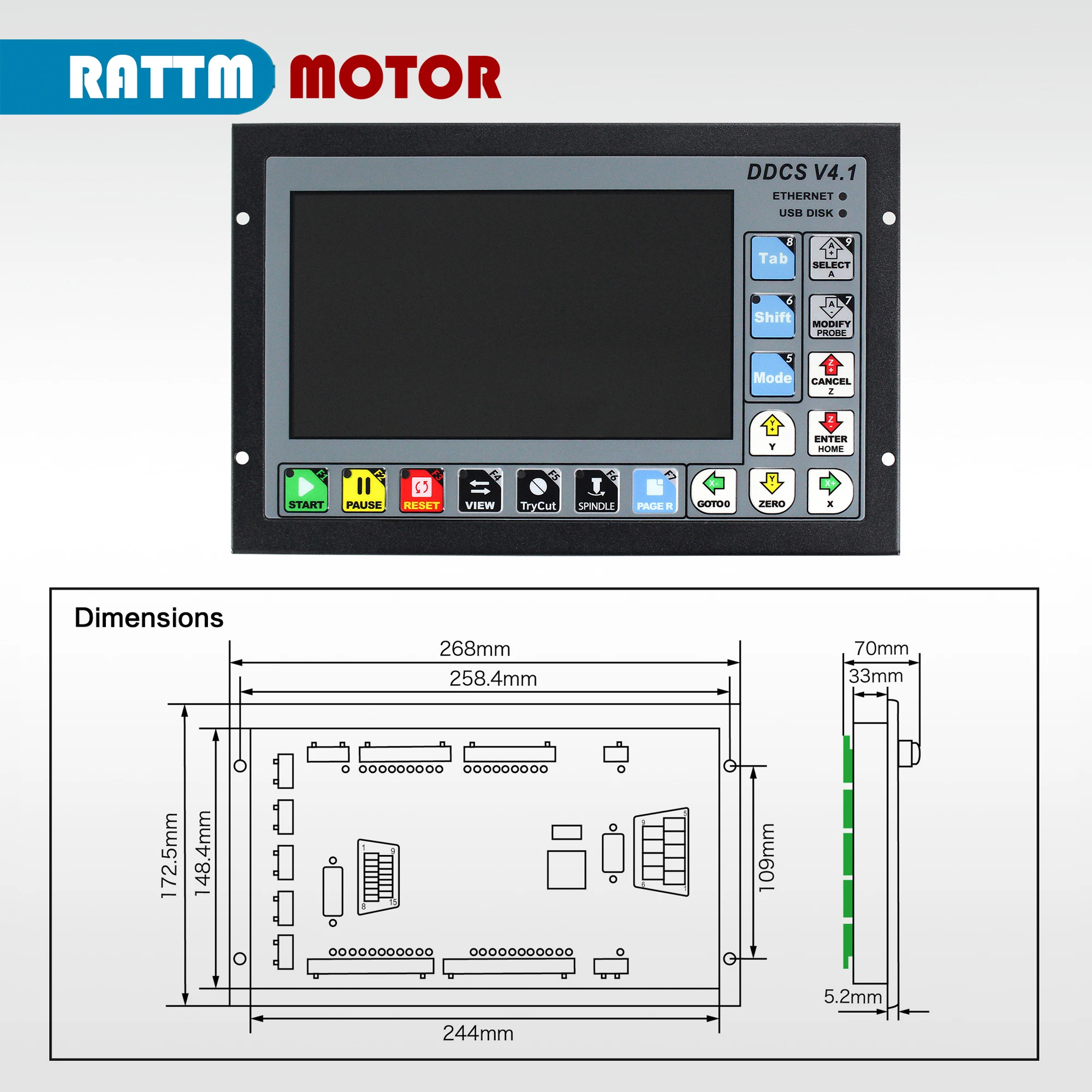 3 Axis 4 Axis CNC Offline Motion Controller DDCS V4.1 + Pendant Handwheel with E-Stop For Lathe Router Machine