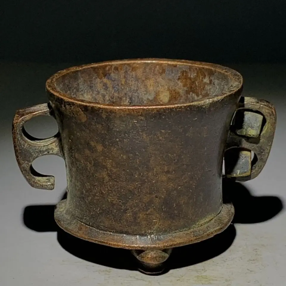 Antique Bronze Lion Ear Incense Burner Old Collection Copper Censer Vintage Decor
