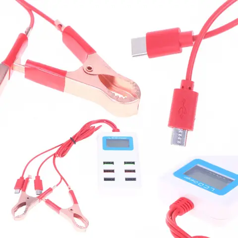 1Pcs 12-24V Universal 6USB With LCD Clip  Charger Multifunctional Clamp Charger For Mobile Phone Quick Charge DIY Accessories