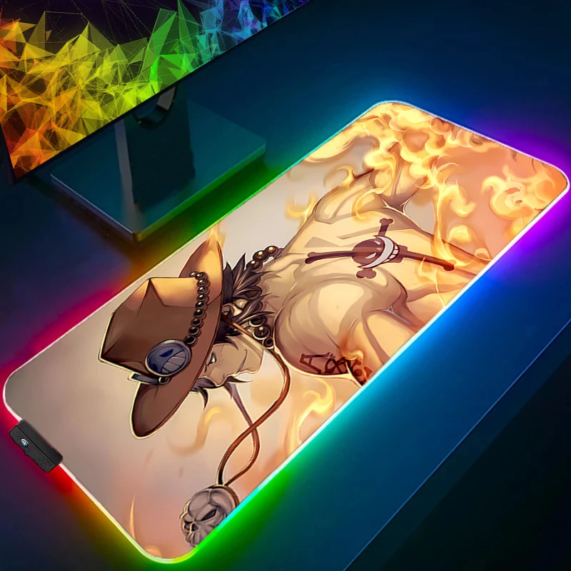 

Backlight Mouse Pad 90x40cm one piece Ace Gamer Desk Mat PC Computer Anime RGB Mousepad Keyboard gaming Accessories xxl Mausepad