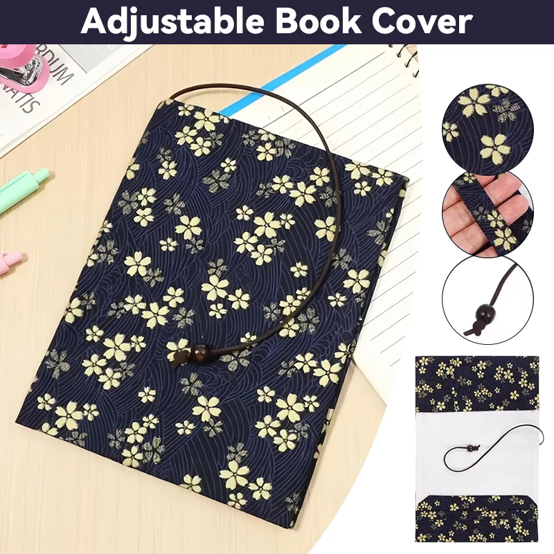 

A5 Adjustable Book Cover Hot Stamping Prining Fabric Book Sleeve Protector Account Book Notebook Textbook Decor Protect Case