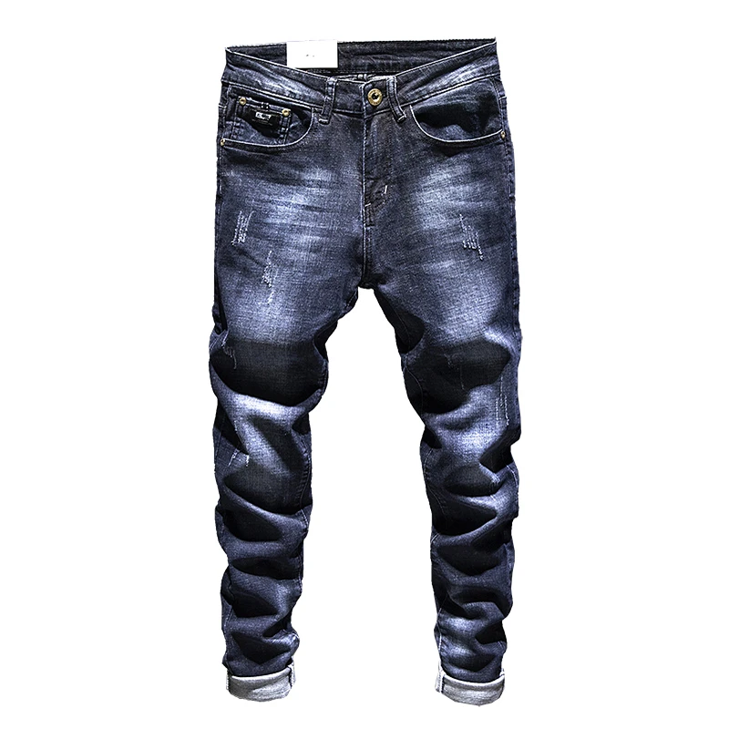 Slim Fit Jeans Men Pants Stretch Dark Blue Spring Autumn Denim Pants Casual Full Length Trousers Male Jeans Homme Quality,819