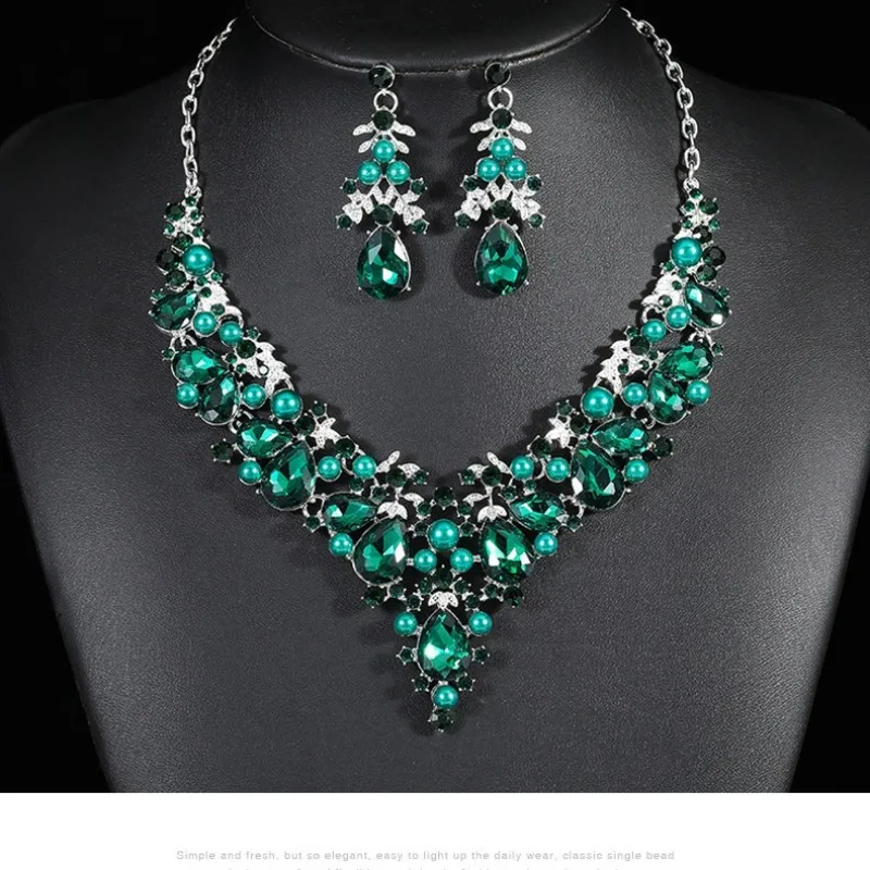 Conjunto de colar personalizado feminino, duas peças, liga, elegante e grande, vestido de casamento, vestido de noite, acessórios de dança do ventre, joias