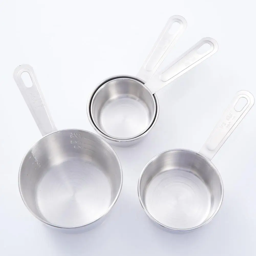 Food Grade Metal Scoop Set Stainless Steel Measuring Cup Spoon Set Ergonomic Kitchen Measurement Tools for Precise for Recipes