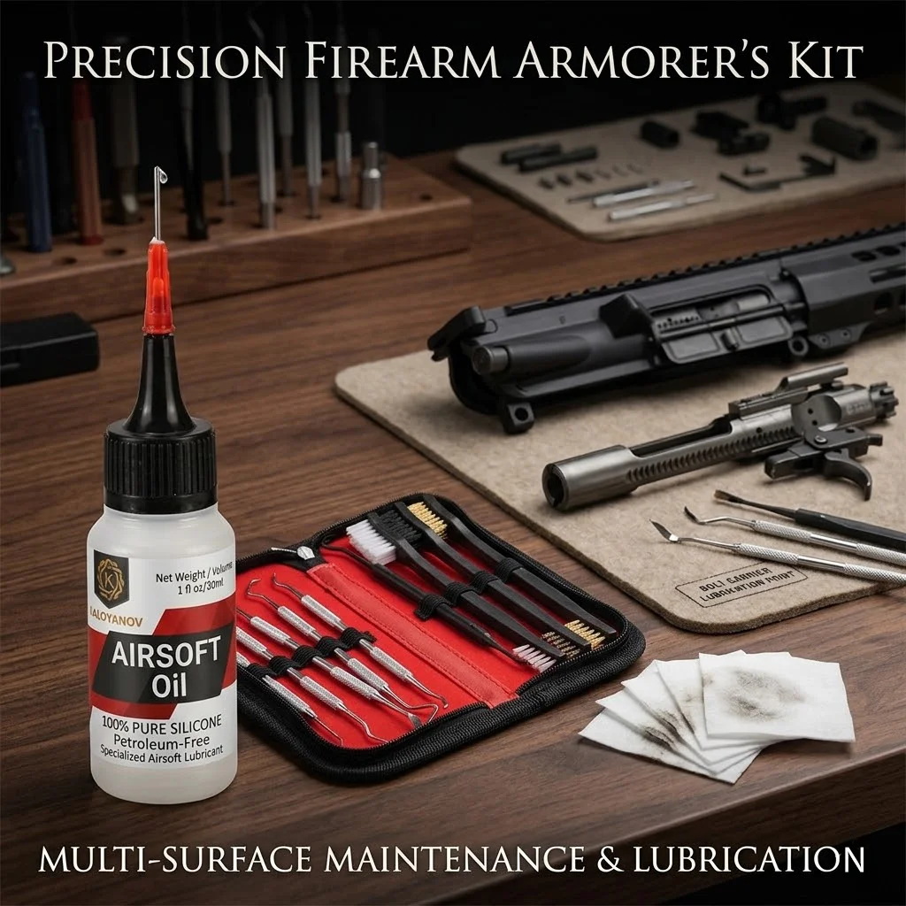 Airsoft & Paintball Silicone Oil Kit – Precision Needle Tip, Petroleum-Free Lubricant + Cleaning Wipes for GBB AEG O-Rings