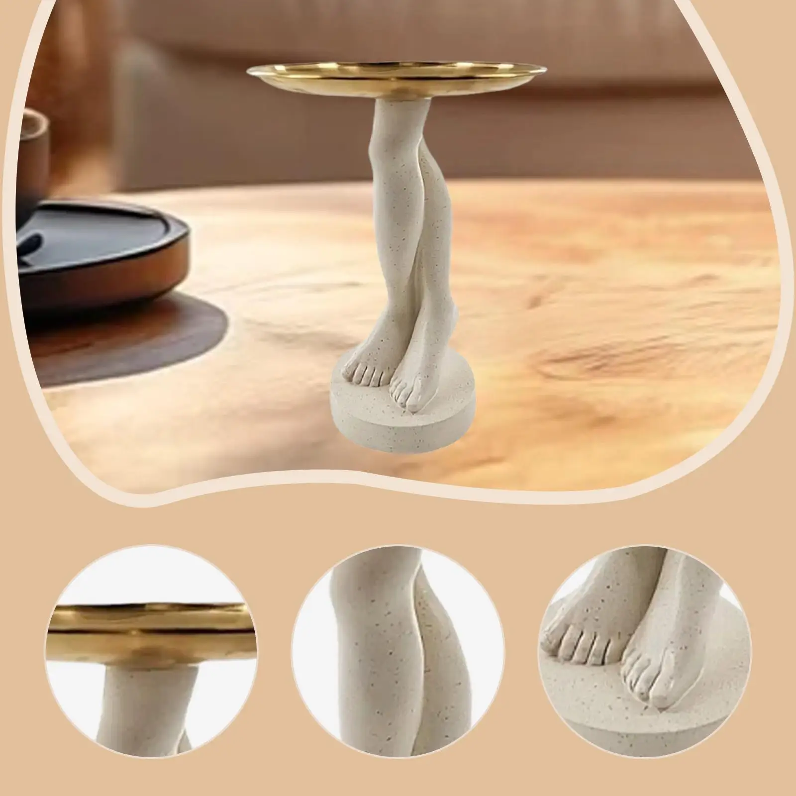 Modern Desk Storage Tray with Cross Leg Statue Resin Decorative Figurine Candy Bowl for Dining Table Home Office Decoration