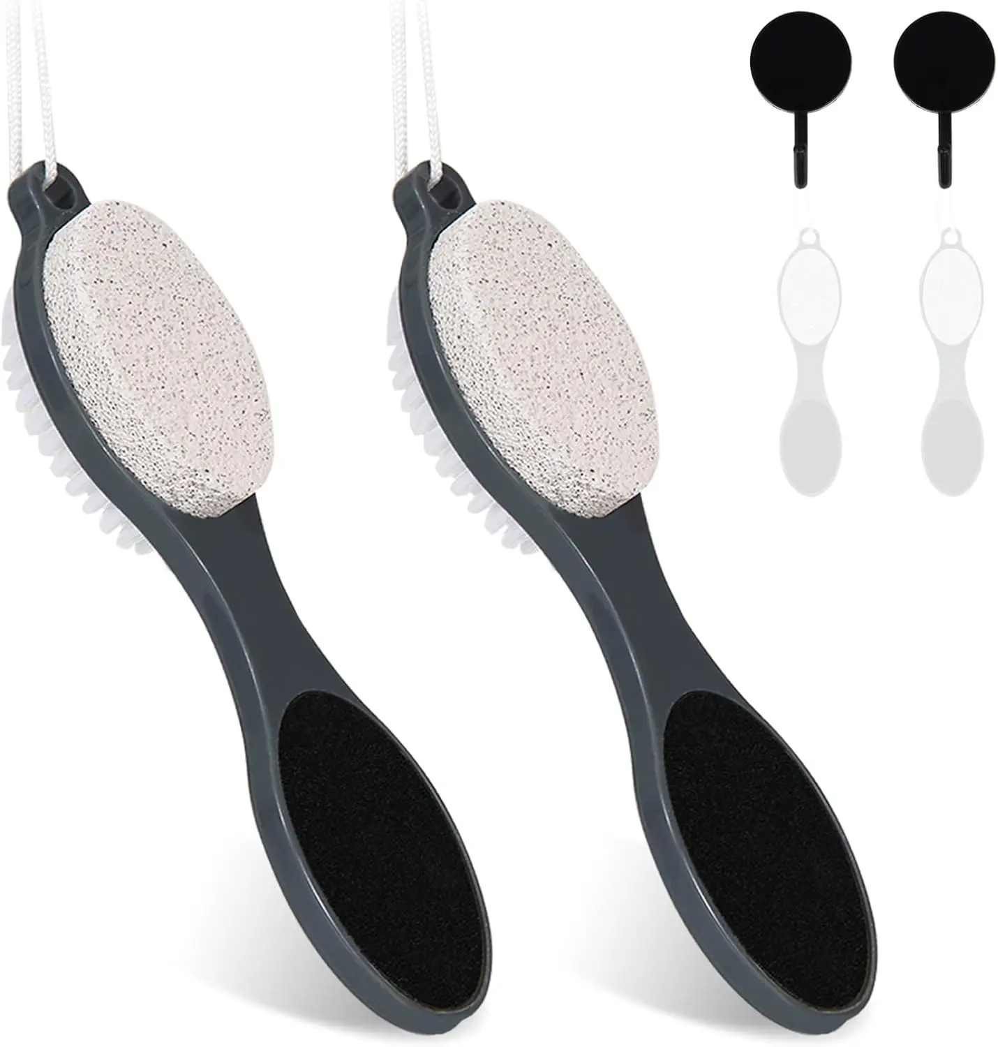 

4-in-1 Foot File Callus Remover with Pumice Stone and Sand Paper for Home Pedicure Care, Grey