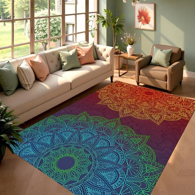 Bohemia Mandala Geometric Area Rug,Carpet Rug for Home Living Room Bedroom Sofa Doormat Kitchen Decor,Kid Non-slip Floor Mats