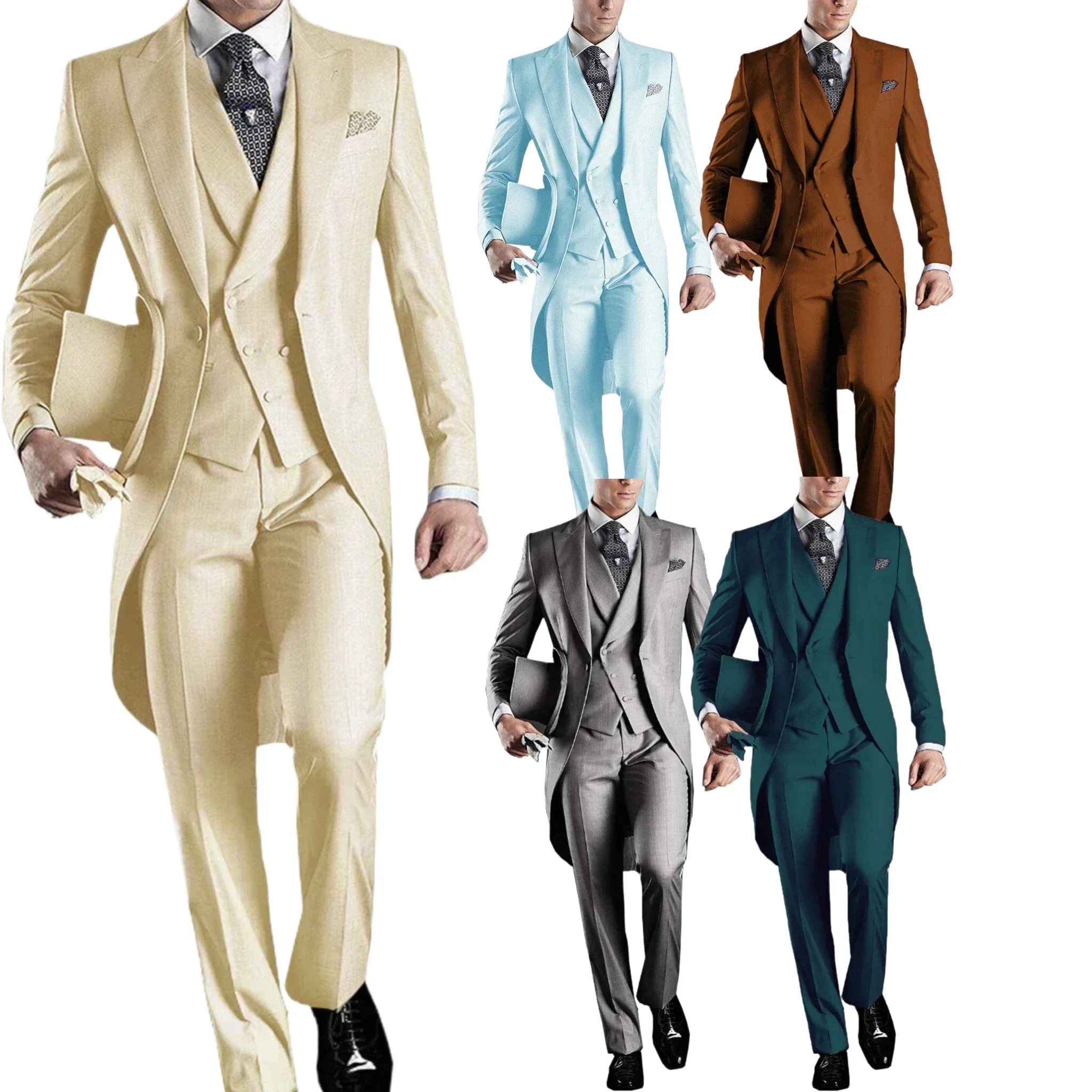 

Men's Solid Color Suit Tuxedo，fitted Tuxedo for Groomsmen ，tuxedo Suits for Men，three-piece Groom Suit，men's Suit for Wedding
