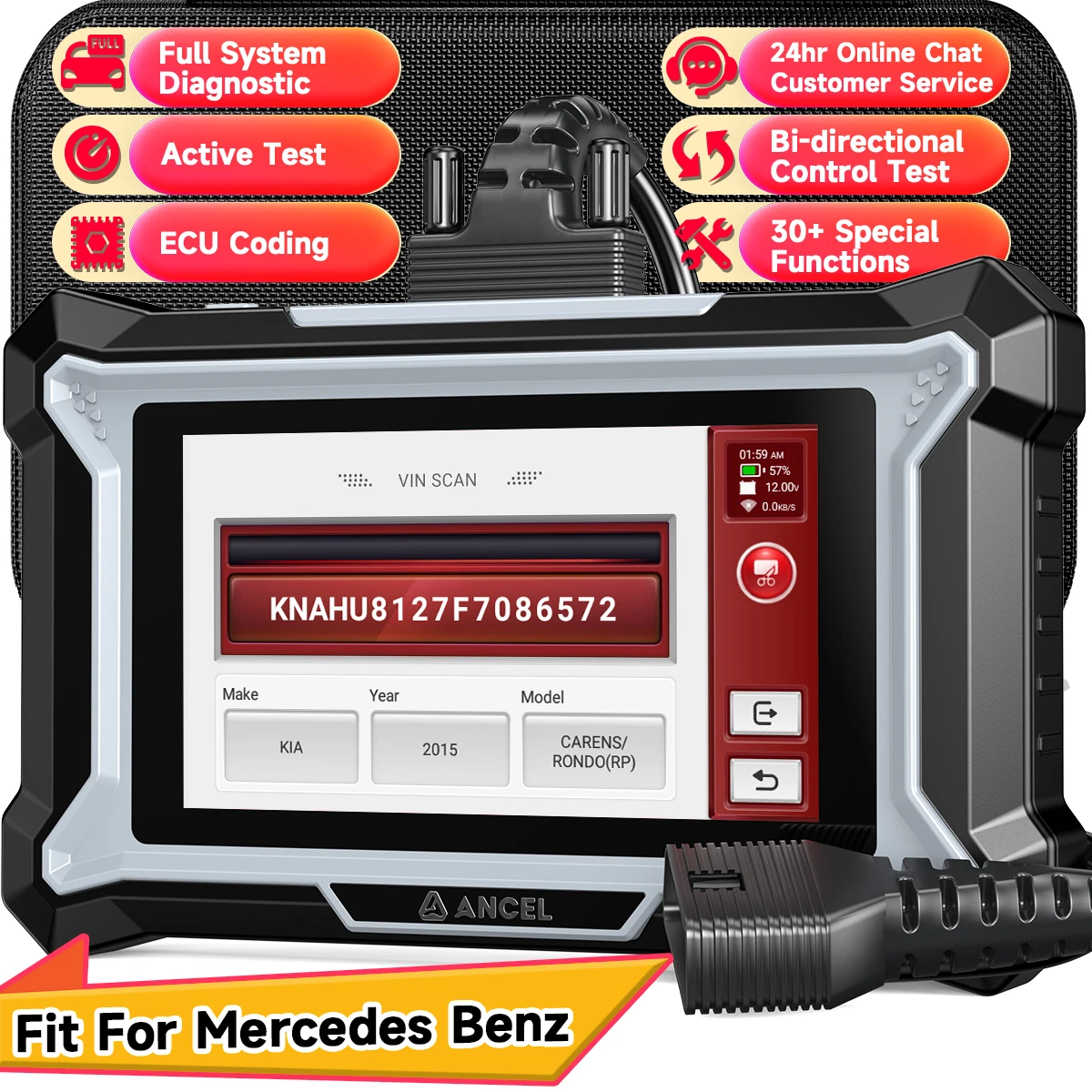 

ANCEL DS160 для BENZ двунаправленный инструмент сканирования беспроводной сканер OBD2 диагностический инструмент DPF с 30+ сбросами пожизненные бесплатные обновления