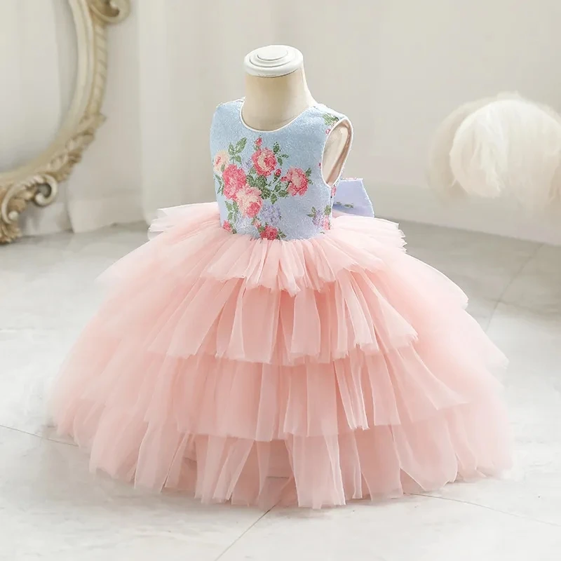 Children Evening Dresses for Girls 2-10Years Kids Birthday Party Luxury 2023 Fluffy Ball Gown Wedding Prom Formal sequin Dress