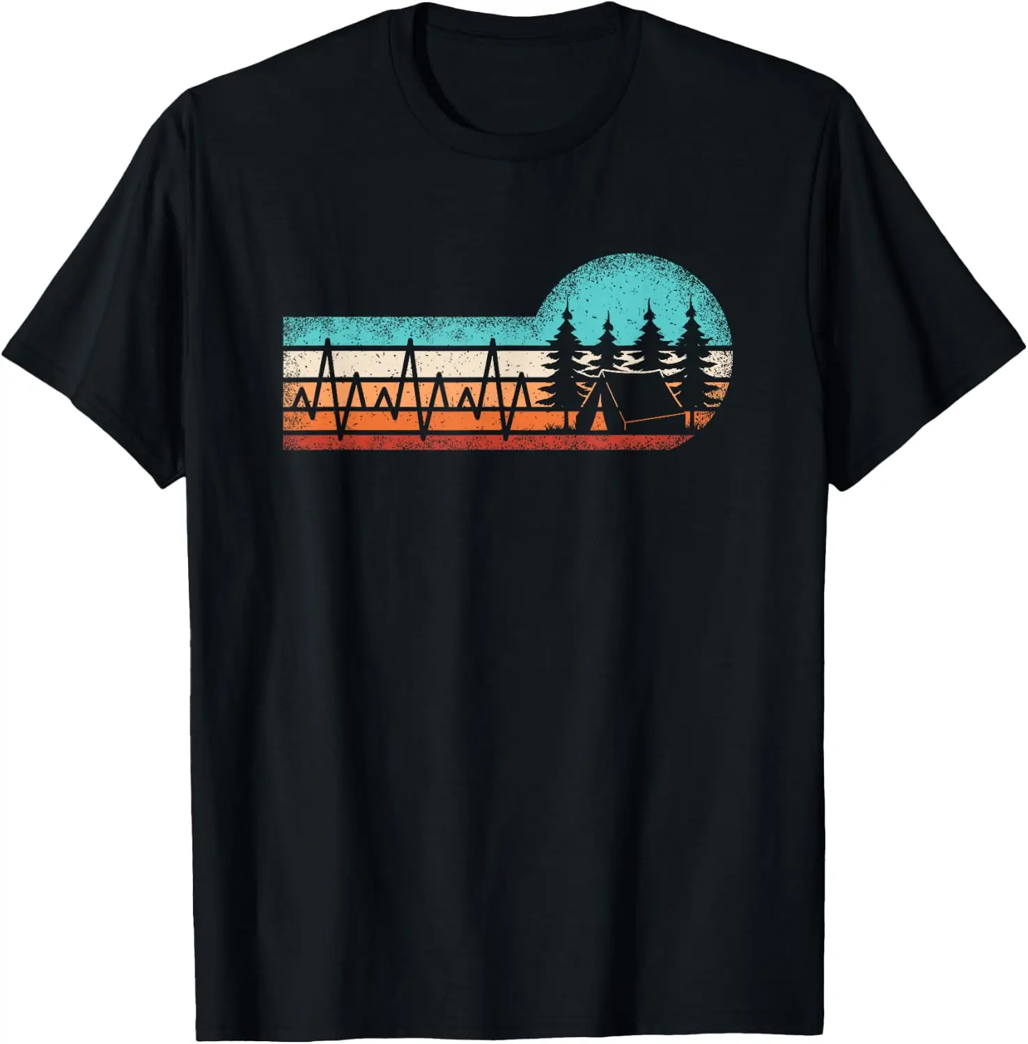 Camping Heartbeat Hiking Nature Outdoor Funny Camper T-Shirt 100% Cotton Trendy Y2K Short-Sleeve Tee-Soft, Quick-Drying,