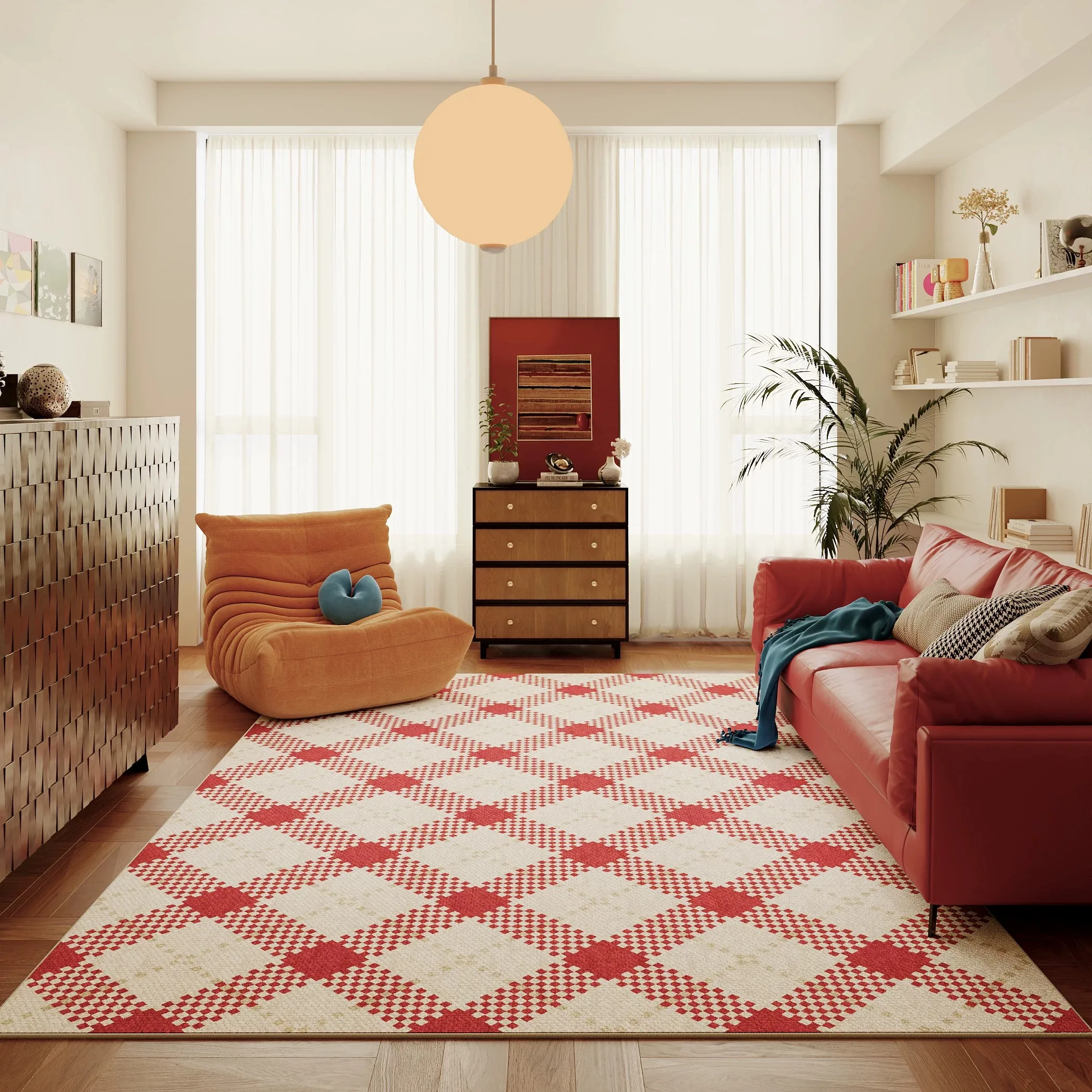 Bauhaus Checkerboard Plaid Carpet for Living Room Short Plush Large Area Rug Anti-slip Waterproof Floor Mats Bedroom Study Rugs