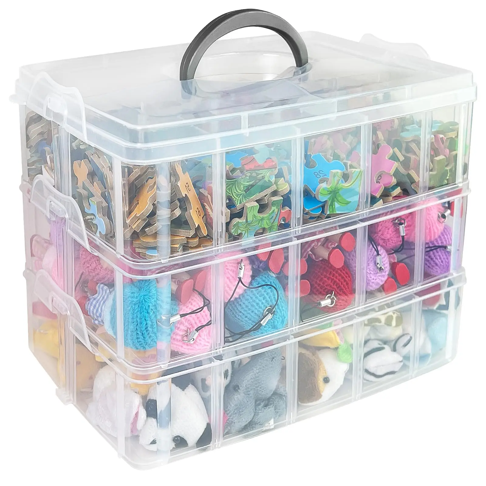 Bead Organizer - 3 Tier Stackable Transparent Bead Organizers and Storage Bead Storage for Craft Enthusiasts,Car Toys,Sewing