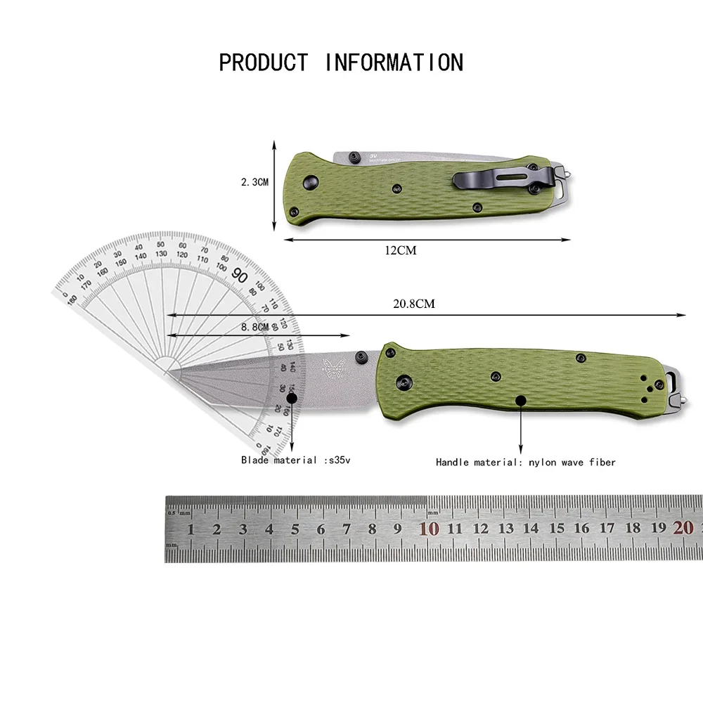 BM 537 Bailout Outdoor Flipper Folding Knife Self Defense Camping Pocket Sharp Tactical Nylon Fiber Handle Everyday Carry Tools