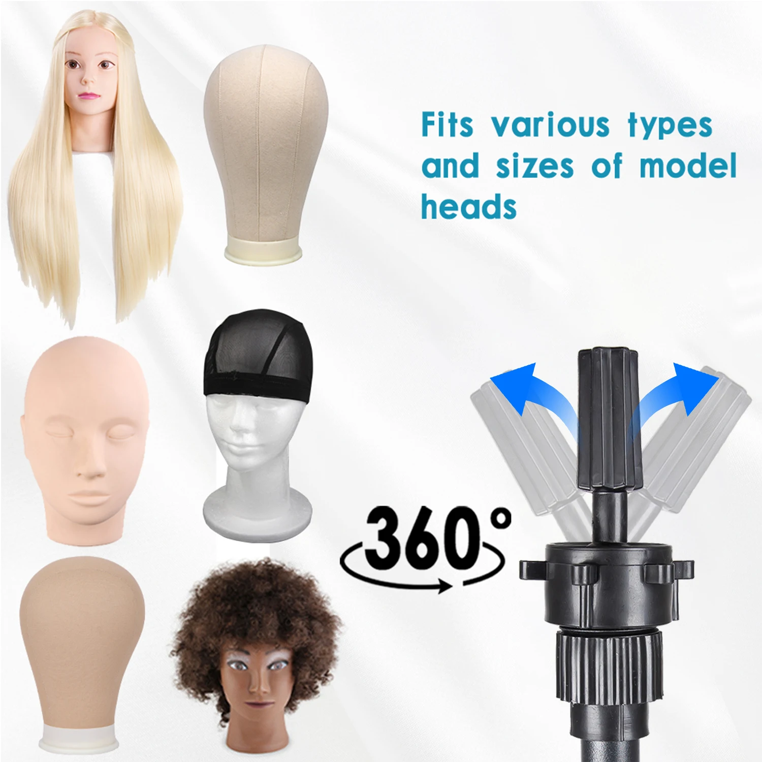 1 Pcs Three Head Mannequin Head Stand Multipurpose Adjustable Tripod Model Heads Beauty And Hairdressing Training Special Stand