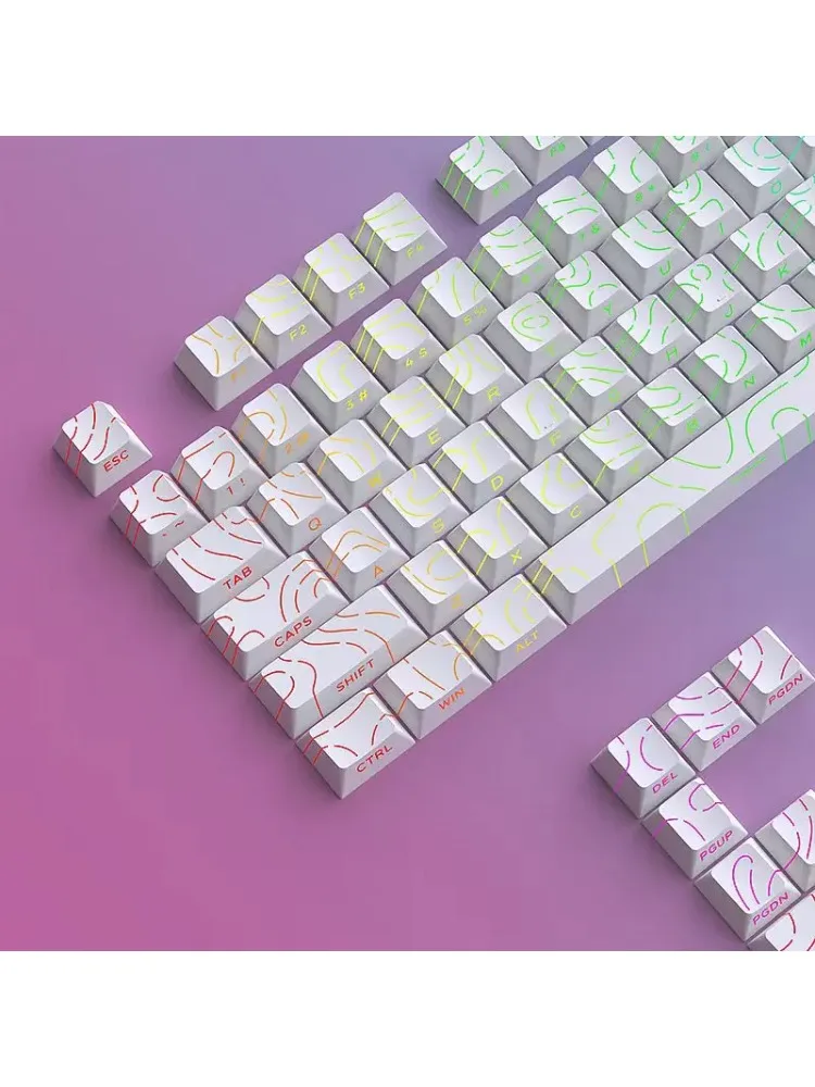 97 Klawiszy Białe Linie Konturowe PBT Double Shot Keycaps Podświetlane Bocznie Półprzezroczyste Profil Cherry do Klawiatur Mechanicznych MX — zdjęcie produktu 7