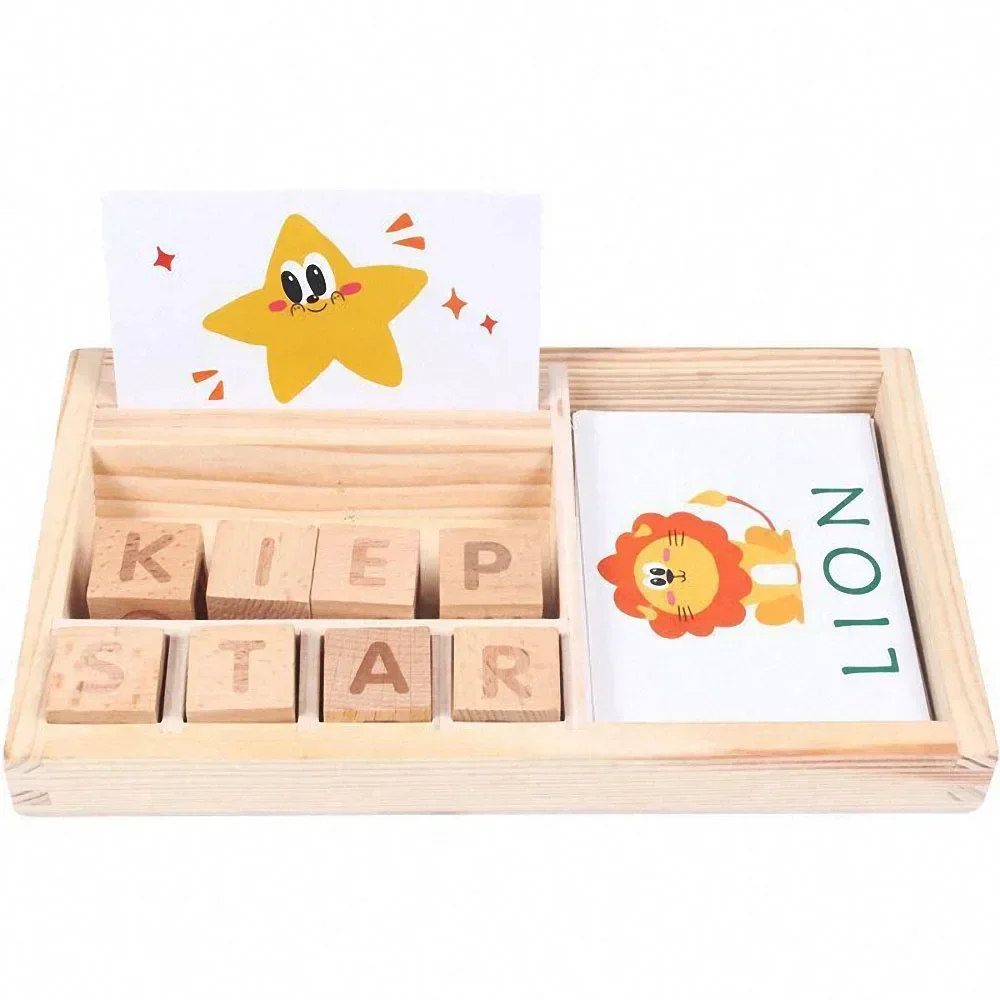 NUOVO Parole Ortografia In Legno Alfabeto Puzzle Divertente Montessori Cognitivo 3D Puzzle Giocattolo Educativo di Apprendimento per I Bambini Regali Del Bambino Giocattolo