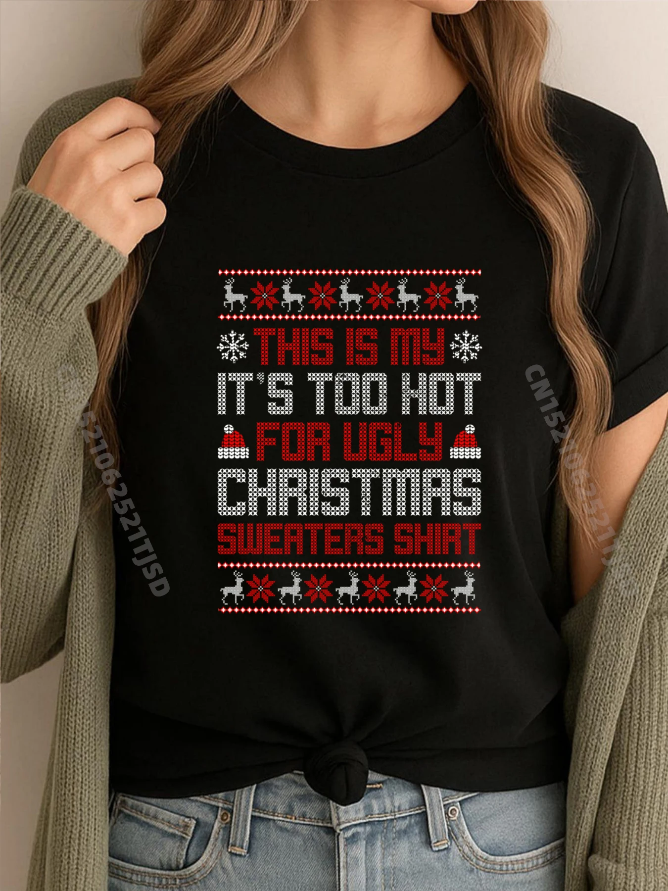

This Is My It Too Hot For Ugly Christmas Красная и черная футболка с рисунком Студенческая футболка Camisetas Hombre 4 июля
