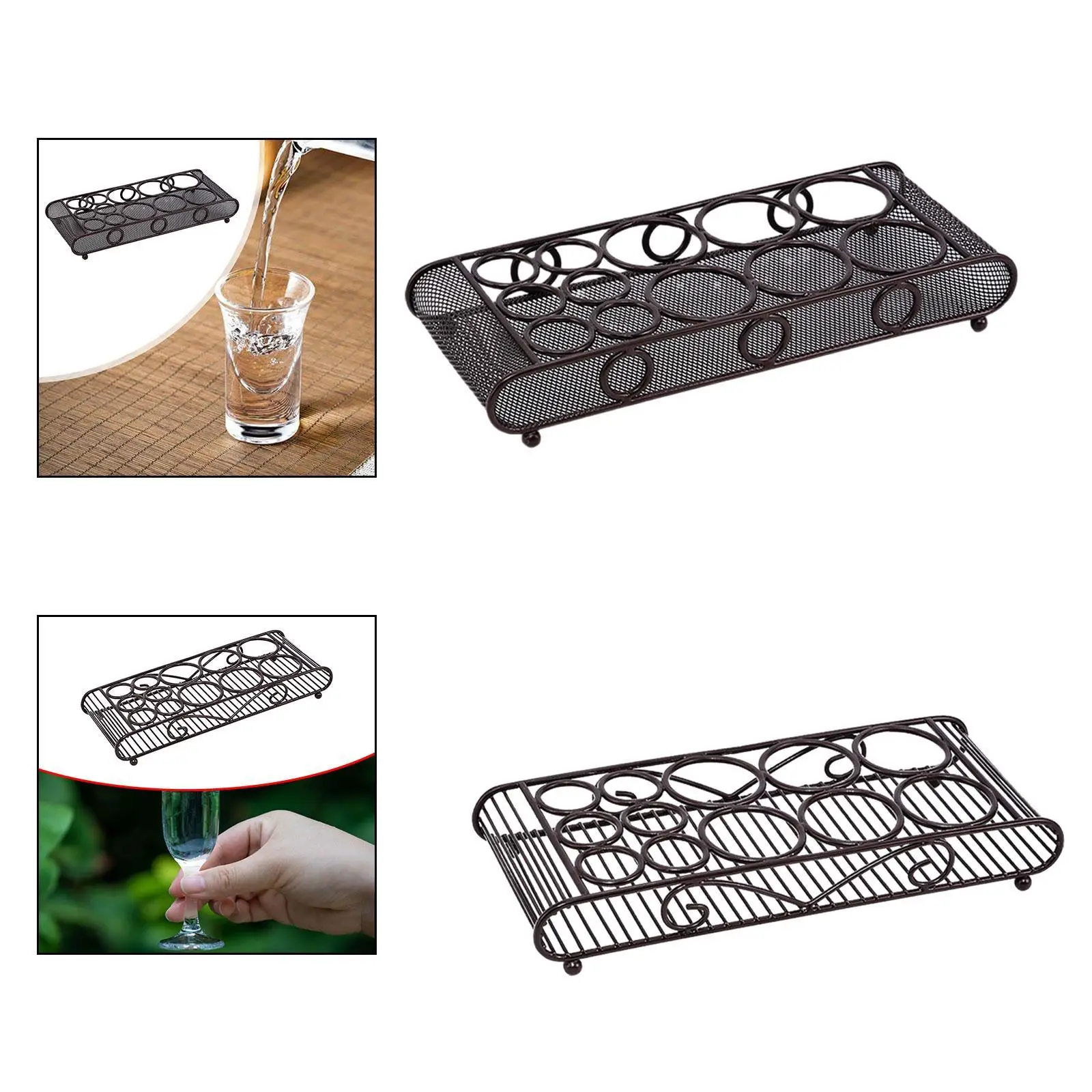 Shot Glass Holder Metal Stand Countertop Wine Rack Modern Liquor Glasses Holder Liquor Cup Rack for Desktop Cabinet Restaurant