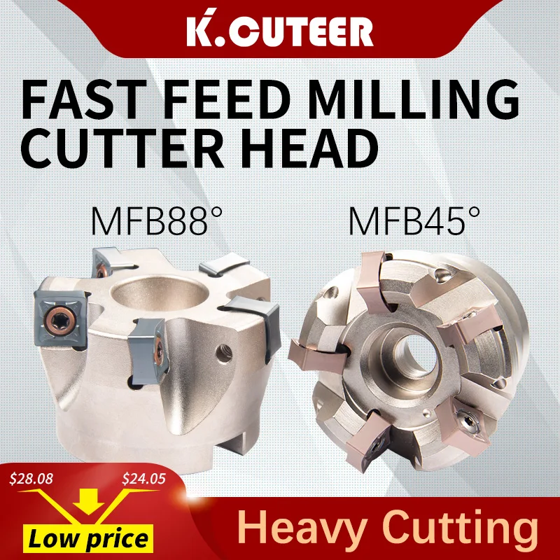 MFB288/45R Milling Cutter 88 Degree Fast Feed Heavy Cutting Fly Cutter CNC Cutter Head Equipped With Blades SNMU12