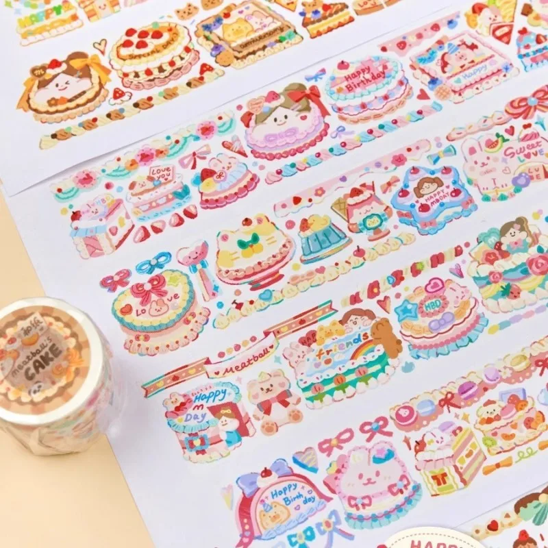 Meatball Birthday Cake Tape, Gift Box, Full Roll Loop Festival, Handheld Tent Tape, Cartoon Cute Sticker