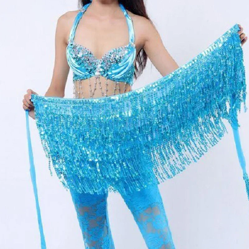 6 Colors Belly Dance Accessories Women Belly Dance Hip Scarf Tassel Sequins Belt Girls Belly Dance Belt