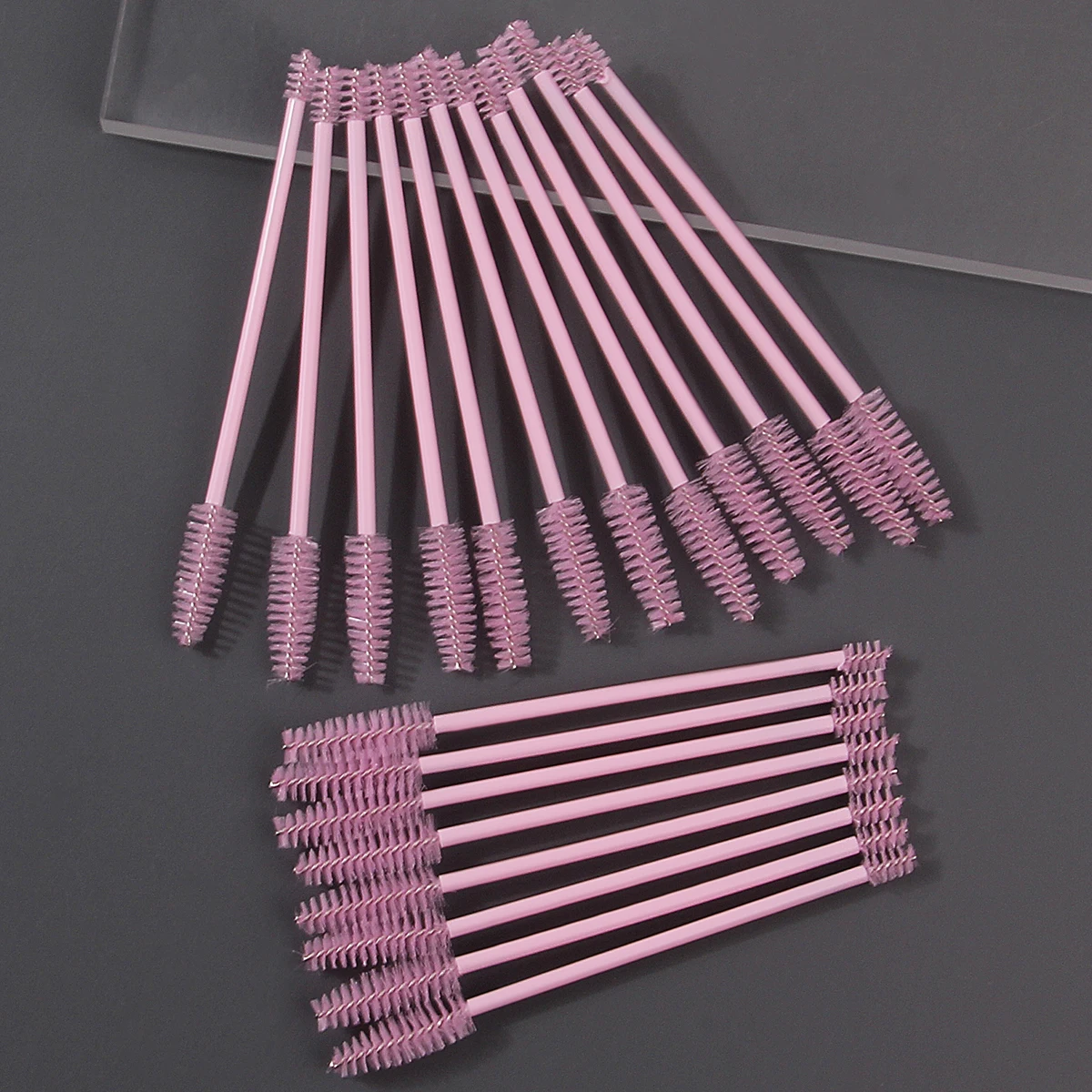 Brosse à mascara rose à poils souples à double tête, brosse à sourcils pour recourber les cils en spirale, outil pour les yeux pour débutant, brosse de maquillage, 20 pièces
