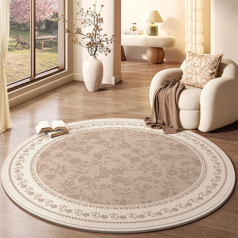 Round Living Room Carpet Stain-resistant Durable Floor Mat Solid Color Minimalist Floral Rug Large Size Home Decoration Rugs 양탄자