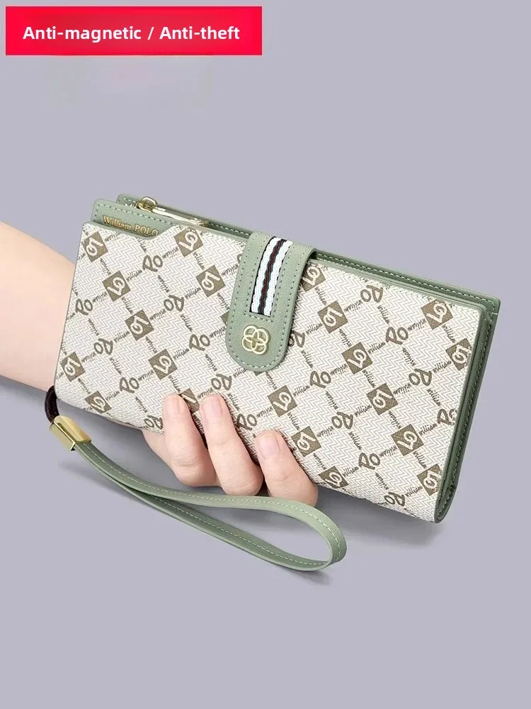 williampolo-long-wallet-women's-large-capacity-handheld-bag-integrated-design-anti-theft-card-holder-stylish-summer-print